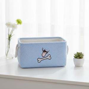 Panier de rangement pour enfants en tissu de coton doux et moderne, bac rectangulaire coloré pour organiser les jouets, les livres ou les peluches - Sûr et écologique - Product Image 5