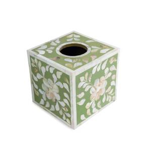 Mother Pearl Inlay <b>Tissue</b> Box Cover & <b>Paper</b> Holder with Capiz Shells Modern Waterproof Design 15x15x15cm Made in Vietnam - Product Image 1