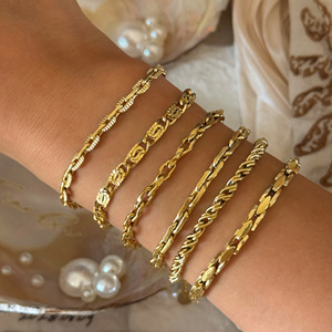Bracelets chaîne vintage tendance en acier inoxydable 316L plaqué or 18 carats, bijoux <span class=keywords><strong>de</strong></span> mode étanches, Pulsera Mujer, Bijoux Femme - Product Image 2