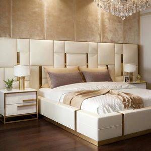 Letti Imbottiti Moderni <span class=keywords><strong>con</strong></span> Materassi in Tessuto Rialzati, Mobili Moderni in Pelle di Lusso <span class=keywords><strong>con</strong></span> Contenitore, <span class=keywords><strong>Letto</strong></span> Singolo, <span class=keywords><strong>Matrimoniale</strong></span>, Queen o King Size - Product Image 1