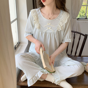 Pantaloni corti in <span class=keywords><strong>pigiama</strong></span> di cotone <span class=keywords><strong>pigiama</strong></span> Mujer cartoni animati graziosi pigiami Casual da ragazza con stampa camicia da notte da donna coreana a casa - Product Image 2