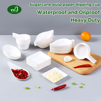 VVG Mini-récipients jetables biodégradables et compostables en bagasse de canne à sucre pour sauces et condiments, pour les fêtes