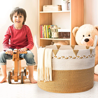 HUAYI Panier à linge pour le salon, panier de rangement extra large en corde de coton tissé