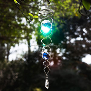 Boule de méditation spirale avec stabilisateur et 2 boules de verre en cristal suspendues pour la décoration intérieure et extérieure de jardin - Product Image 3