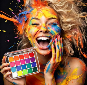 Palette di 20 Colori Personalizzabili per Trucco Viso e Corpo a Base d'Acqua, Kit Sicuro per Bambini, per Feste di Halloween e Cosplay - Product Image 1