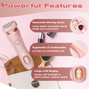 Épilateur 2 en 1 pour femmes, <span class=keywords><strong>rasoir</strong></span> à double tête, tondeuse pour poils pubiens, <span class=keywords><strong>rasoir</strong></span> rotatif rechargeable, étanche - Product Image 3