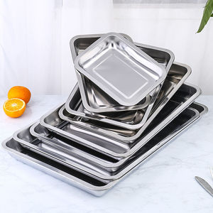 Plateau de service alimentaire en <span class=keywords><strong>acier</strong></span> inoxydable 410 incassable, design rectangulaire à motif végétal, écologique, prix plus bas - Product Image 5