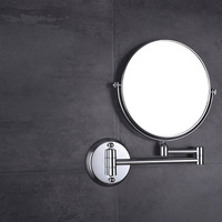 Modern Hotel Bathroom Brass 6inch Retractable Arm Foldable 3x Times Double-sided Lighted Vanity Shower Magnifying Makeup Mirror