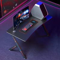 Hauteur réglable Grand 80cm Rouge RGB LED Gamer Bureau Ordinateur Table de jeu avec porte-gobelet pour l'école E-Sports pas cher