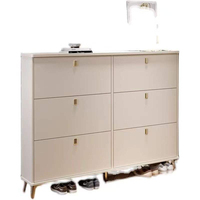 Meuble à chaussures mural ultra-fin en bois crème pour entrée, grande capacité, style moderne, rangement domestique