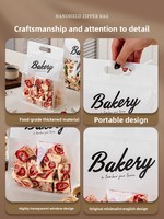 Sac d'emballage transparent de qualité alimentaire pour boulangerie, imprimé sur mesure, avec poignée découpée, auto-scellant, pour pâtisseries, fruits secs