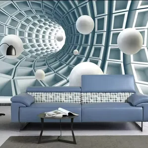 사용자 정의 벽 종이 3d 입체 원형 공 추상 공간 벽화 거실 소파 TV 배경 현대 벽지