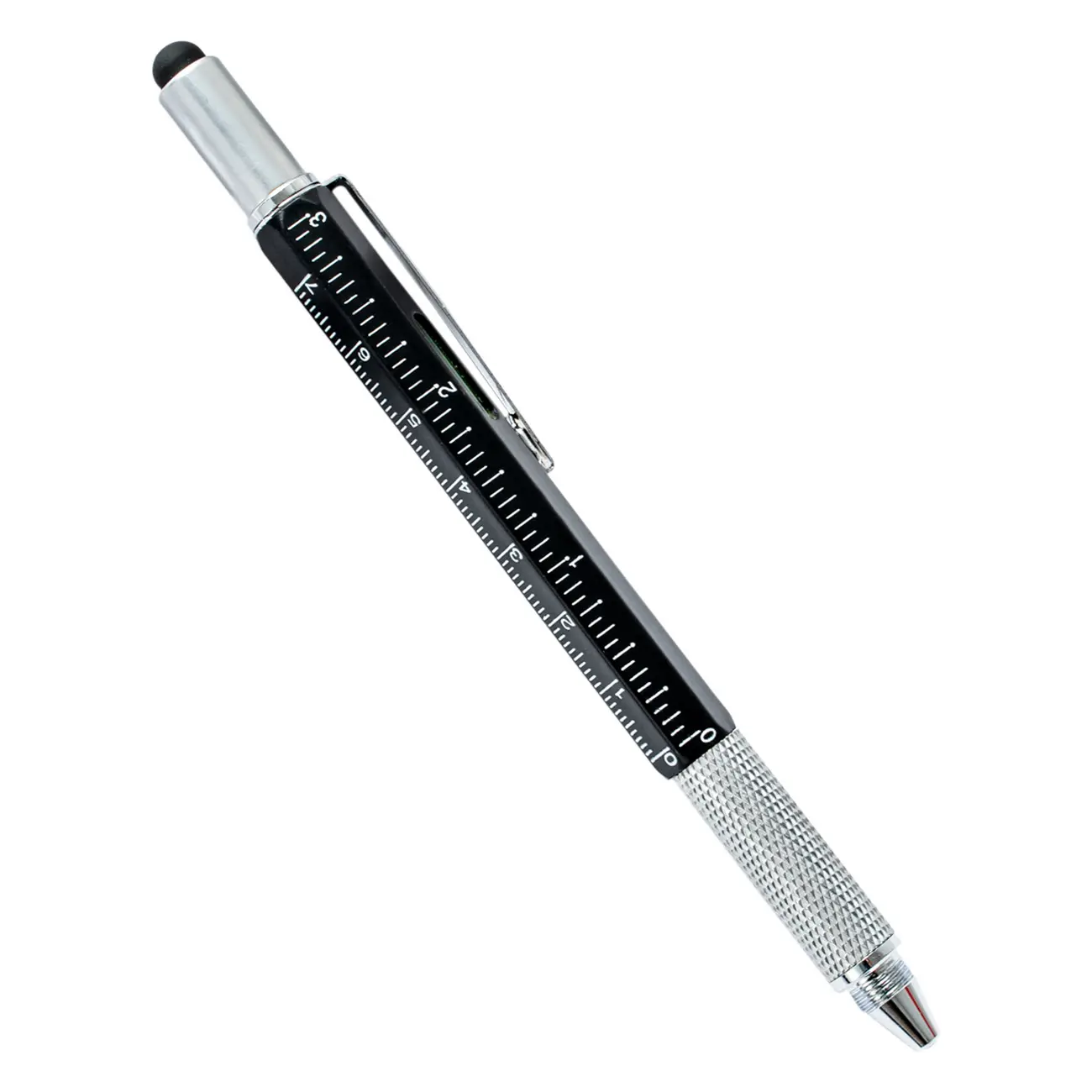 Multi-function multitool portable metal ballpoint pen with ruler scale spirit level meter and screwdriver