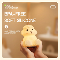 Lampe de chevet personnalisable en silicone en forme de mouton moelleux, rechargeable par USB, avec capteur tactile et changement de couleur