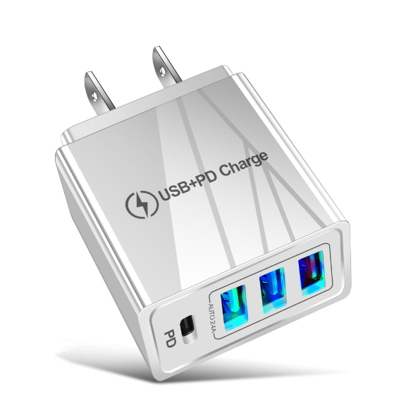 4 Port PD Fast Charger QC3.0 30W Electric for 14/X/8/7/6Plus USB Charger