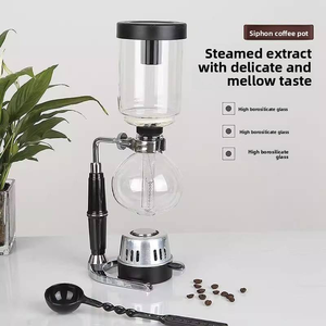 Ensemble de cafetière à siphon en <span class=keywords><strong>verre</strong></span> borosilicate 3/5 portions, cafetière manuelle à vide classique portable pour la préparation du café à la maison ou au bureau - Product Image 4