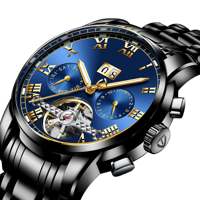 China Manufacturer Custom Watch Luxury Fully Automatic Mechanical Watches for Men Wholesale Skeleton Chronograph Wrist Watch