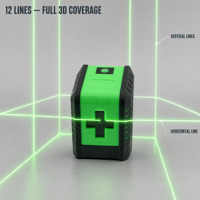 Niveau laser industriel rotatif automatique à auto-nivellement, 5 lignes, faisceau vert 3D, 360 degrés, ligne croisée, batterie Li-Ion, mesure