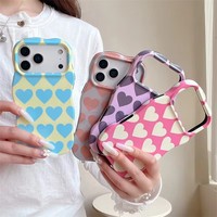 Funda de Teléfono Personalizada con Diseño de Corazón, 2 en 1, TPU y PC, Sublimación Ondulada, Brillante, para iPhone 18, 17, 16, 15, 14, 13, 12 Pro Max