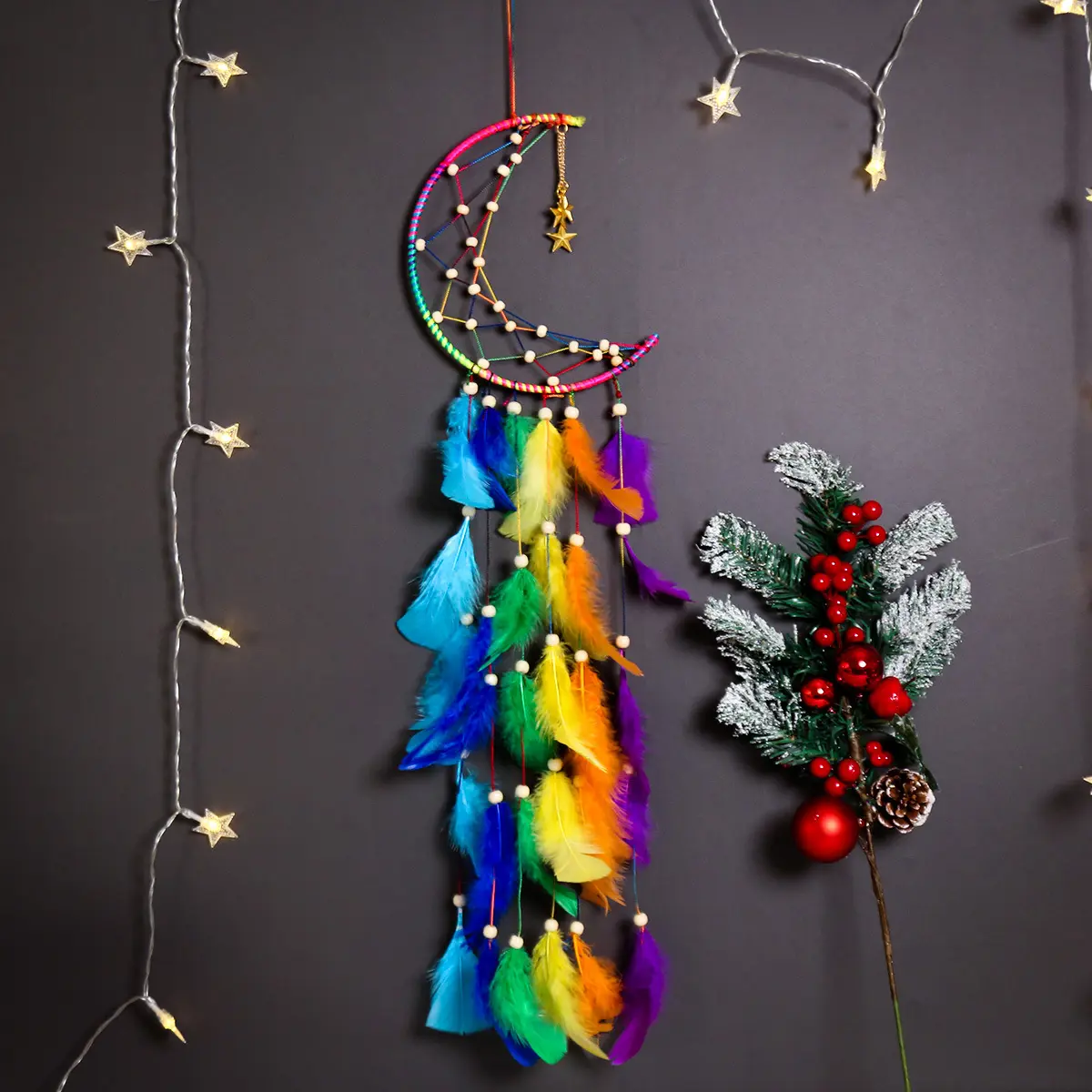 Artilady boho colorful dreamcatcher casa decori luna e stella handmade dream catcher decorazioni per la casa