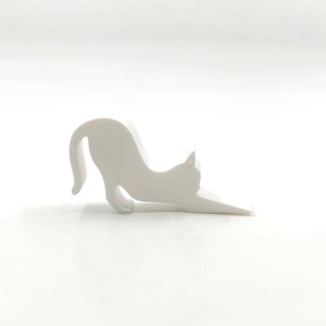 Tope de puerta de madera pulida hecho a mano, duradero, con forma de gato, lindo y con diseño de animal, para decoración del hogar u oficina. - Product Image 3