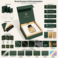 Boîte cadeau de luxe personnalisée en carton rigide vert avec feuille d'or et insert en EVA pour flacons de parfum, vernis à ongles et huiles essentielles