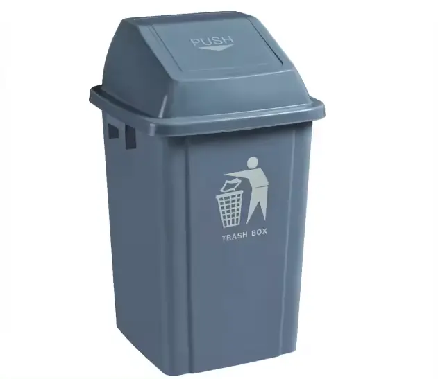 100L Square Plastic Recycling Waste Garbage Rubbish Bin Trash Can with Rotating Cap Restaurant Kitchen