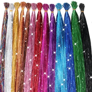 Kit de Extensiones de Cabello Sintético Brillante Resistente al Calor con Cabello de Hada para Niñas, Accesorios Perfectos para Fiestas - Product Image 1