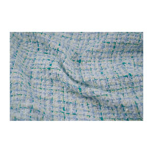 Tissu Tweed Fantaisie Coréen Haut de Gamme Blanc-Jaune-Vert à Motif Carreaux Opale – Textile Tissé Personnalisé OEM & ODM - Product Image 4
