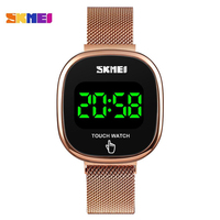 SKMEI-montre-bracelet pour femmes, horloge Simple et créative, avec écran LED tactile, affichage de la Date, nouvelle collection 1589