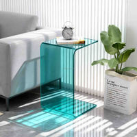 Luxuriöser Nachttisch aus Acryl in Seeblau für Hotelzimmer, Moderner Nachttisch in Kühlen Tönen für Bürodekoration und Möbel