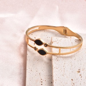 Bracelet jonc en acier inoxydable plaqué or 18 carats, bijou romantique, cadeau, bijou élégant, résistant à l'eau - Product Image 2