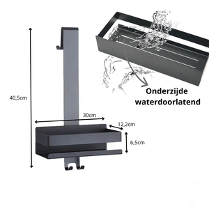 Étagère de <span class=keywords><strong>douche</strong></span> en acier inoxydable 304 noir mat avec crochet, <span class=keywords><strong>porte</strong></span>-shampoing pour salle de bain - Product Image 1