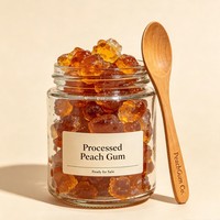 Natuurlijke perzikgom, mild licht perzikachtig houtachtig aroma, grondstof voor desserts & dranken, verdikkingsmiddel & dagelijkse verzorging, hydraterend.