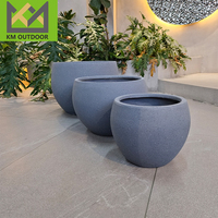 Jardinière en céramique créative moderne Grands pots ronds décoratifs en béton Jardinières pour balcon et cour Grands pots de fleurs au sol