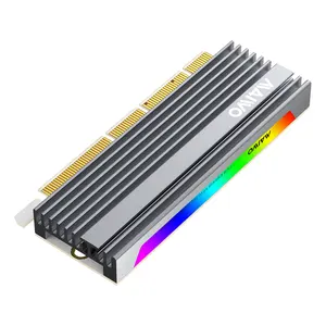 MAIWO M Kunci NVMe M.2 SSD Ke Kartu PCIe X16X8X4 dengan Wastafel Panas Aluminium Desain Gaming RGB PCIex16 Ke NVMe SSD Kartu Ekspansi