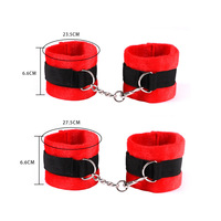 Cheap Price Bed Bondage Couples Red Plush Bondage Kits For Leg Ankle And Wrist Male Bondage Set Flirting Toy