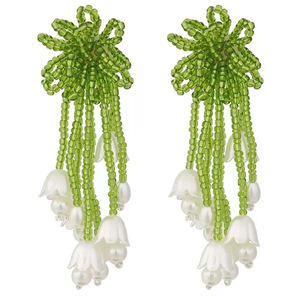 Pendientes de borla con cuentas de semillas multicapa tejidos a mano estilo bohemio folclórico Kaimei 2027 <span class=keywords><strong>Alibaba</strong></span> en español - Product Image 2