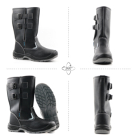 Sepatu Safety Kulit Sapi High Cut dengan Pelindung Baja Anti Selip Tahan Minyak dan Asam Sol Injeksi PU untuk Konstruksi dan Pekerjaan di Hutan