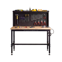 Banco de Trabajo para Garaje de 48 Pulgadas, Capacidad de Carga de 2000 LBS, Superficie de Trabajo de Madera de Caucho con Panel Trasero Perforado y Tomas de Corriente OEM