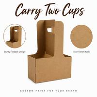 Porte-gobelets jetables pour boissons chaudes et froides, porte-boissons 2 gobelets / 4 gobelets avec poignée, porte-gobelets en papier kraft