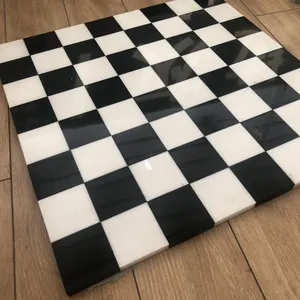 Polido preto e branco quadricolorido cozinha mosaico mesa Top For Home decoração