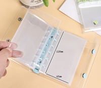 Carnet à spirales A7 avec couverture en PVC, pochette de rangement à 6 anneaux, trou pour porte-clés et design transparent personnalisé pour budget