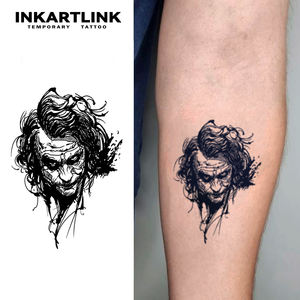 Autocollant <span class=keywords><strong>de</strong></span> tatouage semi-permanent réaliste Joker sombre en gros, longue durée 15 jours, art corporel pour hommes et <span class=keywords><strong>femmes</strong></span>, bras - Product Image 1