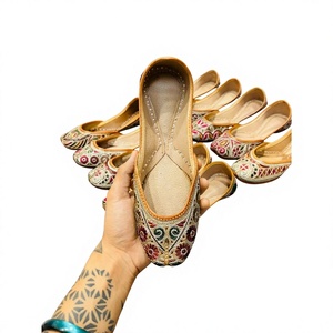 BS INTERNATIONAL DFNA89 Custom Branded Girls Traditional Leather Indian Rajasthani <b>Shoes</b> Floral Pattern Lace-Up Closure Flat - Product Image 5