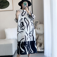 Robe longue plissée en mousseline de soie haut de gamme, taille ajustée, imprimée, style décontracté, vente directe usine