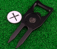 Outil de réparation de divots de golf 6-en-1 léger et durable avec marqueur de balle en métal et fourche de green – Accessoires de golf