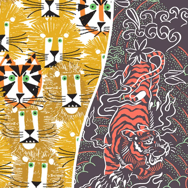 Venta al por mayor africanos patrón de tigre (8 patrones) tela para prendas de cama ect