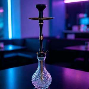 Black Glass <b>Hookah</b> Set Metal Stand Water <b>Pipe</b> with Bowl Tray Dual Tube for Lounge Bar - Product Image 6