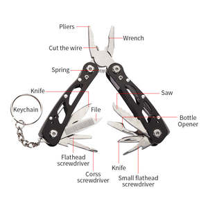 Stainless Steel <b>Mini</b> Multi-Functional <b>Pliers</b> with Keychain Portable Outdoor Folding Multi-Tool Serrated Knife OEM Customizable - Product Image 2